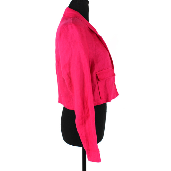 Reformation Elton Linen Blazer NEW Corvette Pink Cropped Button Jacket Size 6 - Picture 3 of 8